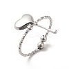 Non-Tarnish 304 Stainless Steel Heart Open Cuff Rings for Women RJEW-H136-03P-1