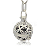 Silver Color Plated Brass Hollow Round Cage Pendants KK-J216-11S-2