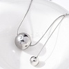 304 Stainless Steel Round Ball Pendant Snake Chain Necklaces NJEW-U028-03P-2
