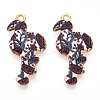 Printed Light Gold Tone Alloy Pendants ENAM-N056-210A-2