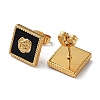6 Pair 2 Color Square & Flower Acrylic Stud Earrings EJEW-A024-08-4