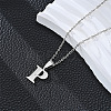 201 Stainless Steel Crystal Rhinestone Initial Pendant Necklaces FS-WG28760-10-1