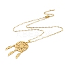 Woven Net/Web with Feather 201 Stainless Steel Boho Pendant Necklaces for Women NJEW-G087-05G-3
