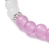 Baking Paint Imitation Jade Glass Round Beaded Charm Bracelets BJEW-JB11737-02-4