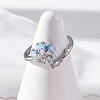 Brass Micro Pave Clear Cubic Zirconia Cuff Rings for Women LS-RJEW-C118-09P-3