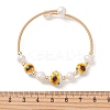 Handmade Porcelain & Natural Cultured Freshwater Pearl & Non-magnetic Synthetic Hematite Beaded Cuff Bangles for Women BJEW-JB14022-02-4