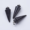 Natural Dyed & Heated Black Agate Pendants G-P236-09-1
