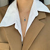 Steel Blue Teardrop Brass with Plastic Pendant Necklaces for Women FS-WG80BCE-01-2