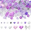250Pcs 15 Styles Purple Opaque with Transparent Acrylic Beads with Strong Stretchy Beading Elastic Thread OACR-FS0001-61-3
