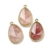 Natural Strawberry Quartz Faceted Pendants G-M431-14G-03-1