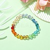 Rainbow Color Faceted Round Glass Stretch Bracelets for Women BJEW-JB09481-01-2