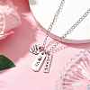 Valentine's Day Alloy and 201 Stainless Steel Word Love Pendants Necklace NJEW-JN04693-3