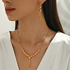 Vintage Brass Round Beaded Tassel Necklace & Earrings for Women EI2858-4