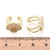 Shell Shape Brass Enamel Cuff Earrings EJEW-T049-06G-4