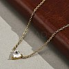 304 Stainless Steel Crystal Cubic Zirconia Triangle Pendant Necklaces for Women NJEW-Z064-02G-3