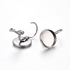 Tarnish Resistant 304 Stainless Steel Leverback Earring Settings X-STAS-F191-03P-10mm-2