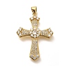 Rack Plating Brass Micro Pave Cubic Zirconia Pendants KK-L226-005G-10-1