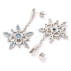 Rack Plating Brass Micro Pave Clear Cubic Zirconia Snowflake Dangle Stud Earrings EJEW-T021-03P-2