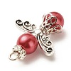 Baking Paint Pearlized Glass Pearl Pendants PALLOY-JF01576-5