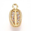 Brass Micro Pave Clear Cubic Zirconia Pendants KK-T075-44G-1