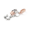 Brass Pendants with Cubic Zirconia European Beads KK-Q015-01F-3