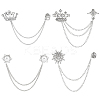 4Pcs 4 Styles Rhinestone Crown & Star Hanging Chain Brooch JEWB-OC0001-10-1