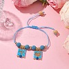 Natural Lava Rock & Dyed Natural Agate & Glass Seed Beaded Braided Bracelets BJEW-MZ00063-05-2