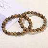 Natural Sandalwood Rond Bead Stretch Braclets for Men Women PW-WG55664-03-3