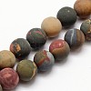 Natural Polychrome Jasper/Picasso Stone/Picasso Jasper Frosted Bead Strands LS-G-O155-03A-8mm-1