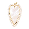 Brass with Natural White Shell Pendants KK-C162-005B-G-1