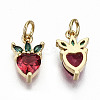 Brass Micro Pave FireBrick Cubic Zirconia Charms ZIRC-S067-154-NF-2