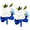 2Pcs Silk Cloth Flower Boutonniere Brooch JEWB-CP0001-42-1