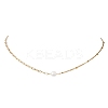Natural Pearl Rice & 304 Stainless Steel Satellite Chain Paperclip Chain Necklaces for Women NJEW-JN05822-02-2