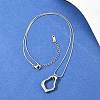 304 Stainless Steel Hollow Irregular Teardrop Pendant Round Snake Chain Necklaces for Women NJEW-G188-01P-3