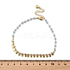 Bohemian Natural Dyed Stone Imitation Aquamarine Faceted Round & Brass Disc Tassel Anklets AJEW-Z046-07G-3
