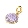 Brass Enamel European Dangle Charms KK-C119-05G-03-2