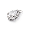 Brass Micro Pave Clear Cubic Zirconia Pendants KK-Z084-09P-04-2