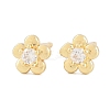 Brass Micro Pave Clear Cubic Zirconia Stud Earrings EJEW-F405-15G-2