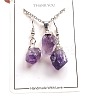 Nuggets Natural Amethyst Pendant Necklaces & Dangle Earrings Sets FS-WGD81FA-02-3