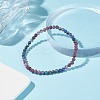 Natural Red Corundum/Ruby & Sapphire Round Beaded Stretch Bracelet BJEW-JB07900-01-2