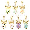 7Pcs 7 Colors Christmas Tree Handmade Porcelain & ABS Plastic Imitation Pearl Angel Pendant Decorations HJEW-FS00083-1