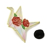 Paper Crane & Rose Flower Alloy Enamel Pin Backs for Clothes for Women LS-JEWB-F043-02A-3