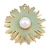 304 Stainless Steel with Sky Blue Enamel & ABS Plastic Imitation Pearl Pendants SA-CBA4809-05G-1