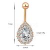 Piercing Jewelry Real 18K Gold Plated Brass Teardrop Cubic Zirconia Navel Ring Navel Ring Belly Rings AJEW-EE0001-20A-4