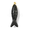 Natural Obsidian Carved Pendants G-P599-08G-01-1