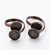 Adjustable Antique Bronze Brass Ring Setting Components X-KK-E548-AB-NF-1