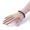 Natural Lava Rock(Dyed) Round Beads Stretch Charm Bracelets BJEW-JB03417-4