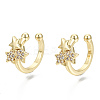 Brass Micro Pave Clear Cubic Zirconia Cuff Earrings EJEW-T046-23G-NF-1