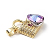 Real 18K Gold Plated Rack Plating Brass Micro Pave Clear Cubic Zirconia Pendants KK-C015-17G-04-2