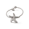 Non-Tarnish 304 Stainless Steel Starfish Open Cuff Rings for Women RJEW-H136-06P-2